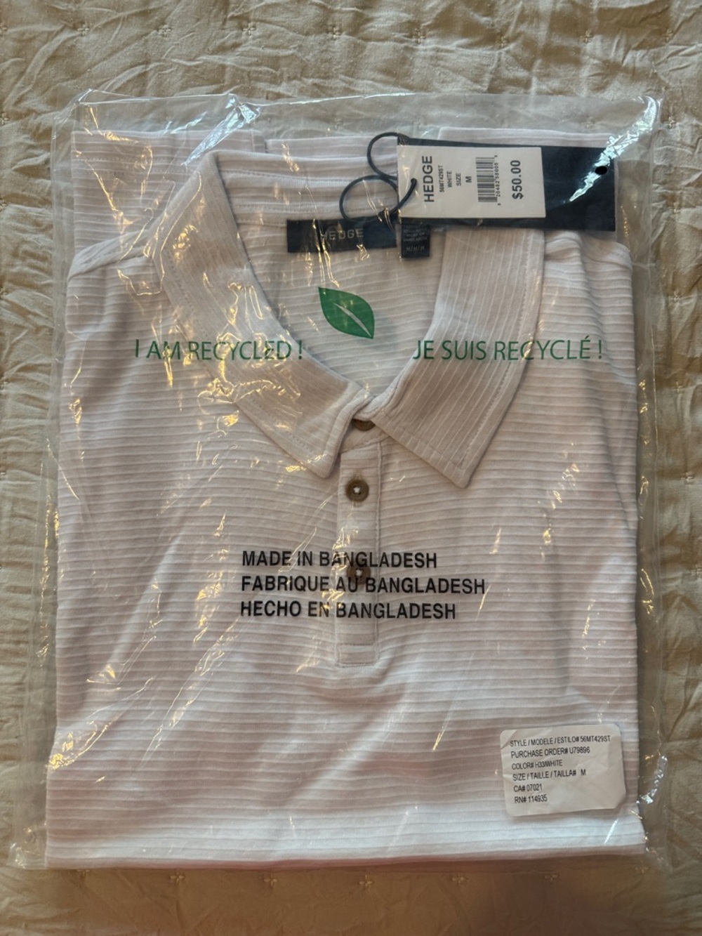 edge White Striped Polo Shirt - edge